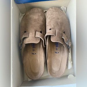 Birkenstock Boston, Embossed Soft-Nubuck Seal Brown, Soft footbed